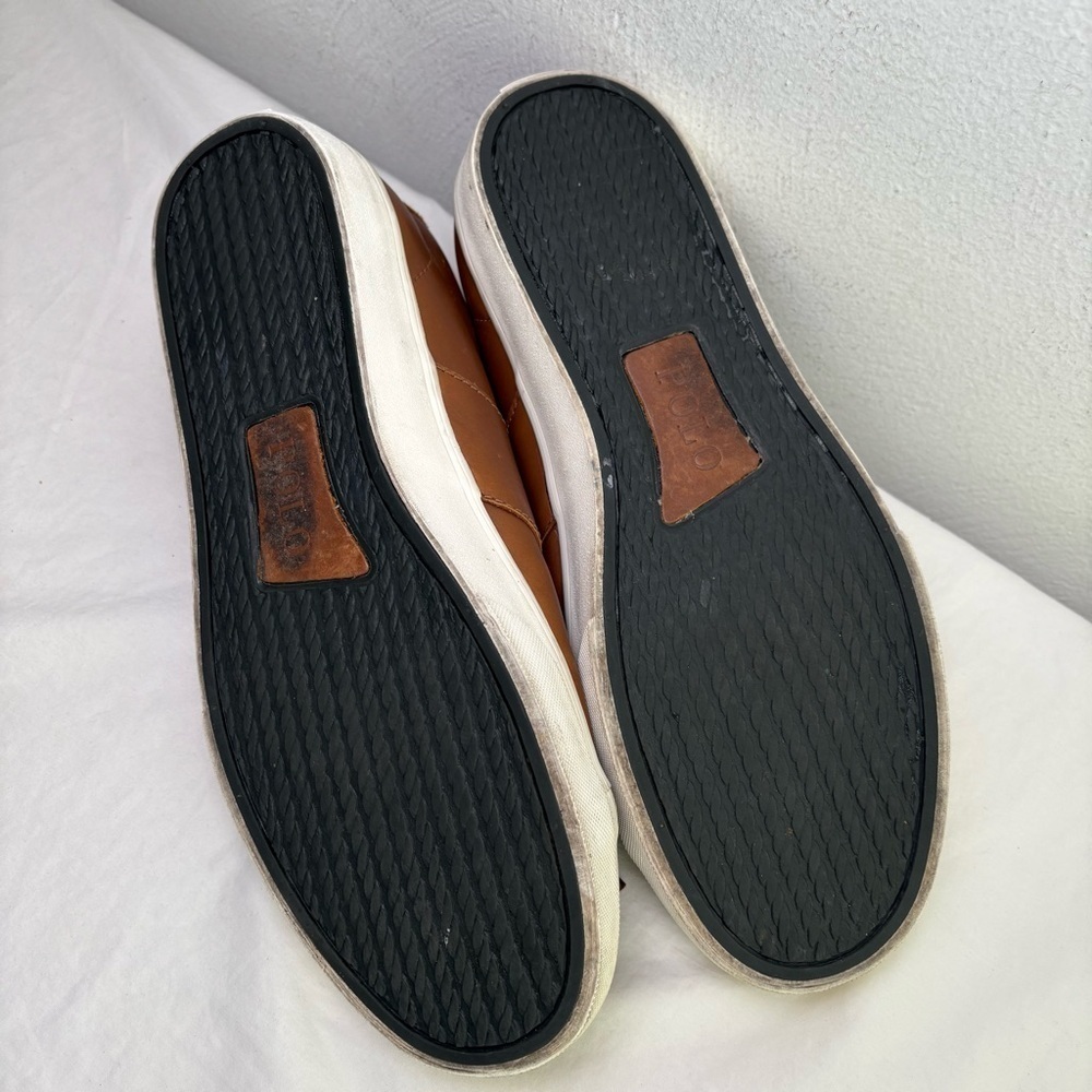 POLO RALPH LAUREN Brown Genuine Leather Sayer Sneakers 11D - Picture 7 of 14